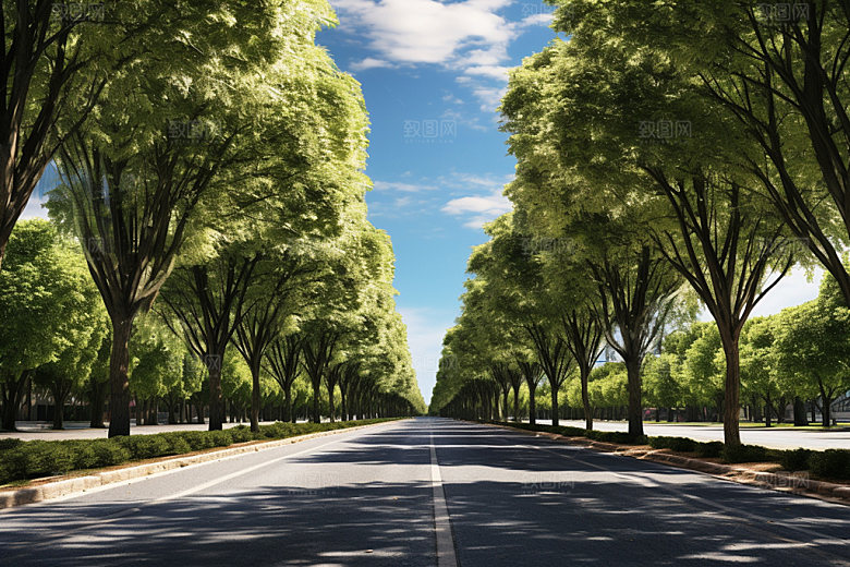 林荫大道道路休闲效果图