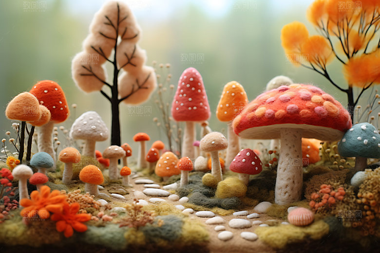 立秋毛茸茸草垛风景画