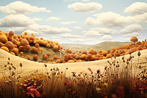 立秋秋天质感风景画