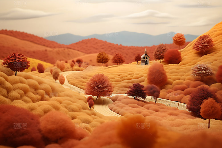 立秋森林秋天风景画