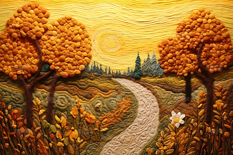 立秋质感秋天风景画