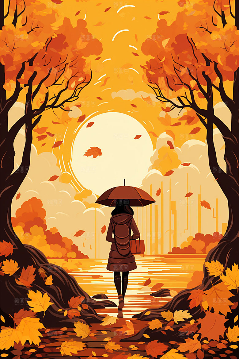 立秋秋色秋天插画