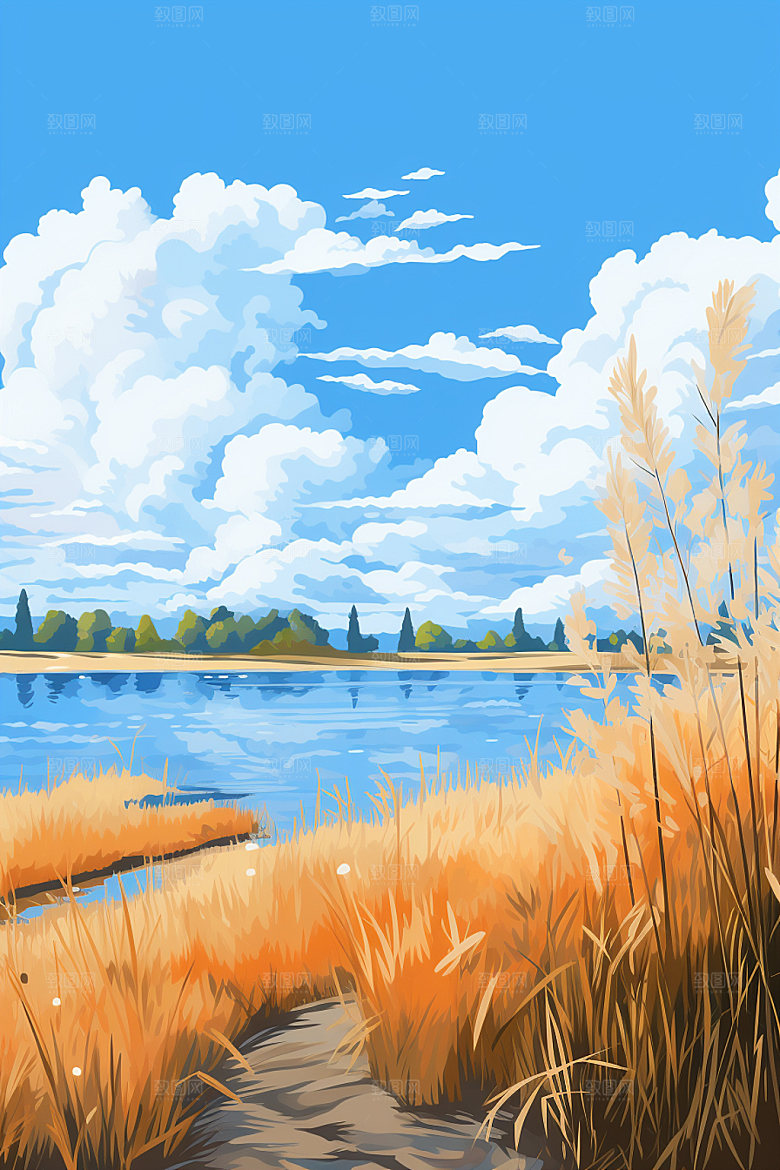 立秋秋景秋色插画
