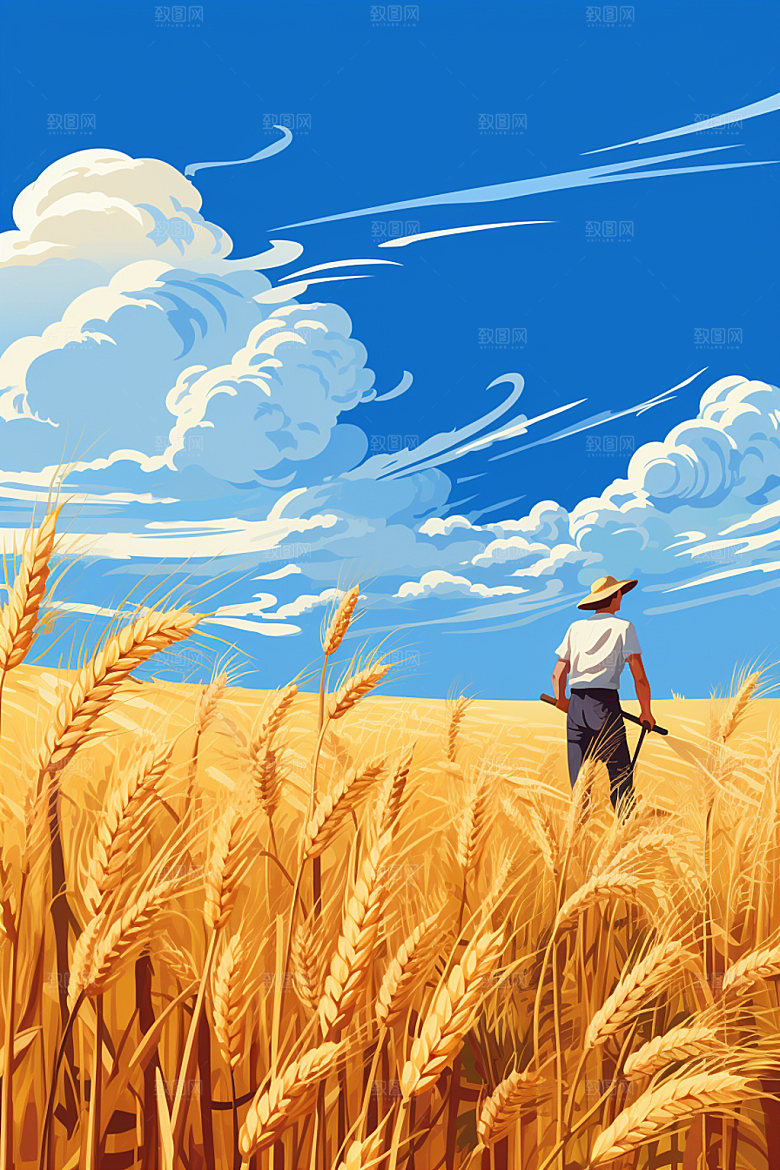 立秋秋天秋景插画
