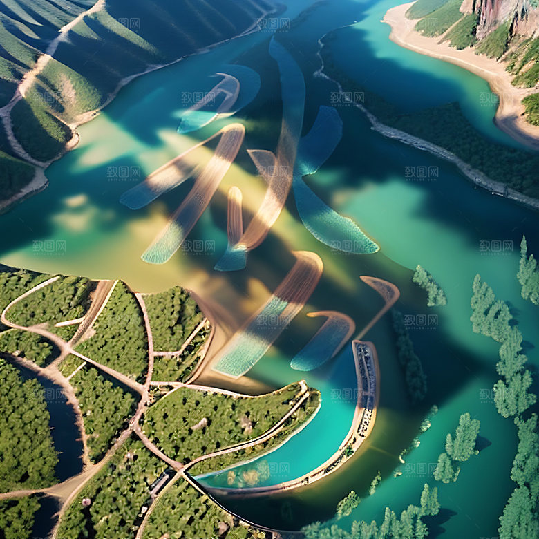 秋分3D风格化艺术字