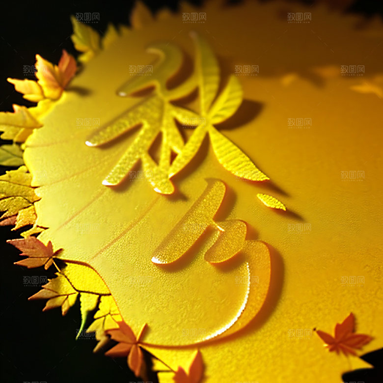 秋分风格化3D艺术字