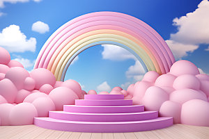 立体彩虹儿童场景3D效果图