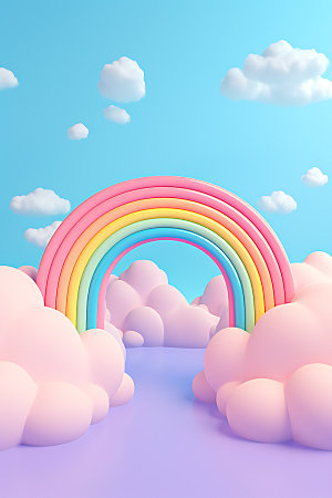 立体彩虹3D可爱效果图