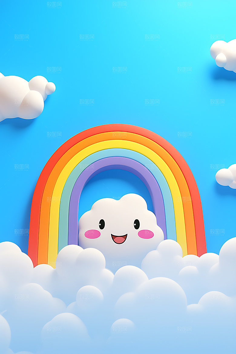 立体彩虹电商背景天真效果图