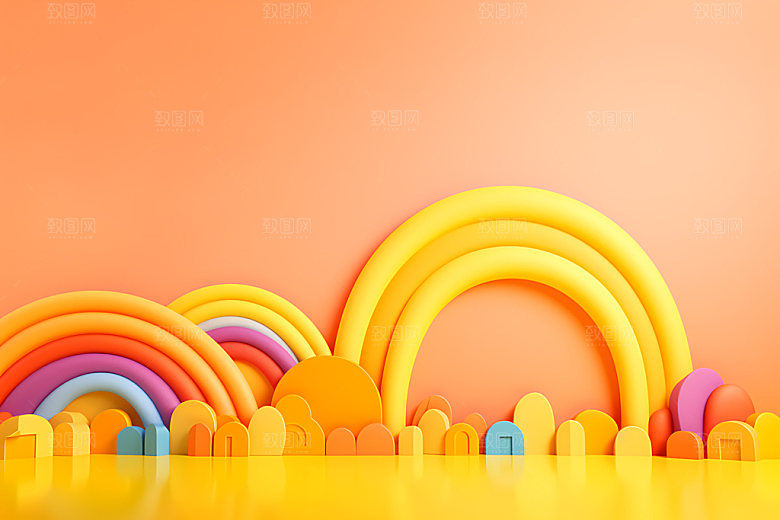 立体彩虹3D天真效果图