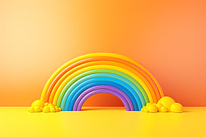 立体彩虹天真可爱效果图