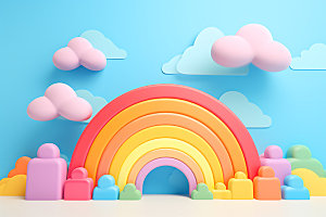 立体彩虹3D可爱效果图
