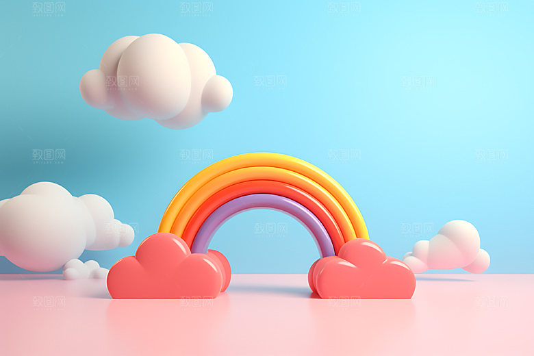 立体彩虹可爱童趣效果图