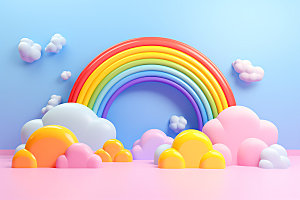 立体彩虹可爱童趣效果图
