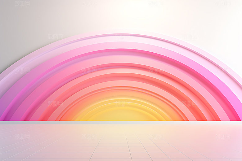立体彩虹童趣可爱效果图