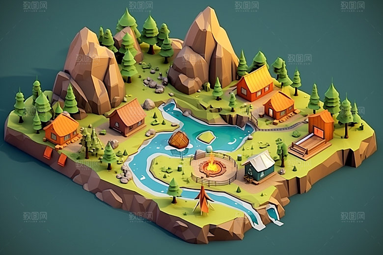 3D游戏地图渲染高清模型