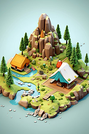 3D游戏地图高清地理模型
