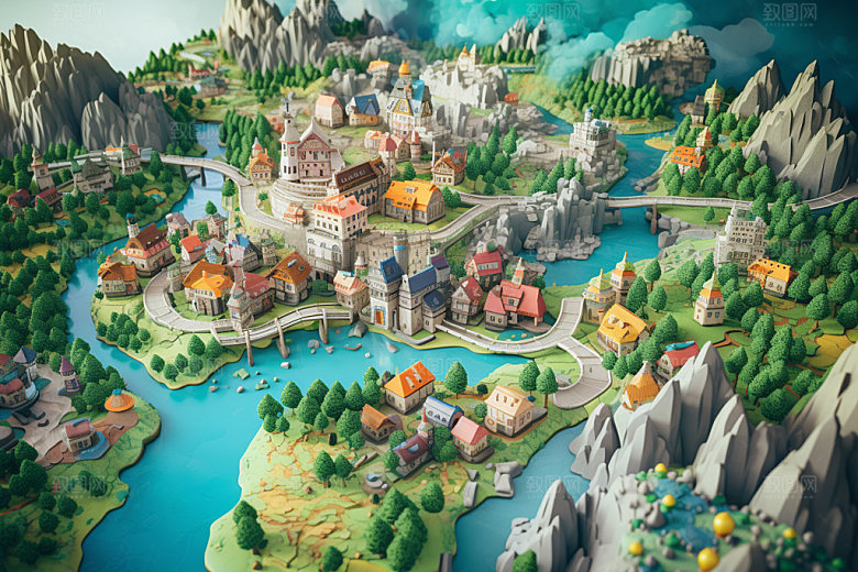 3D游戏地图露营自然模型
