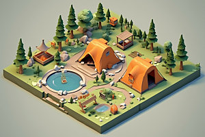 3D游戏地图渲染野外模型