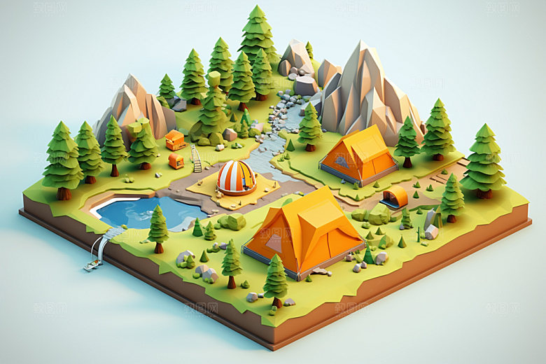 3D游戏地图自然野外模型