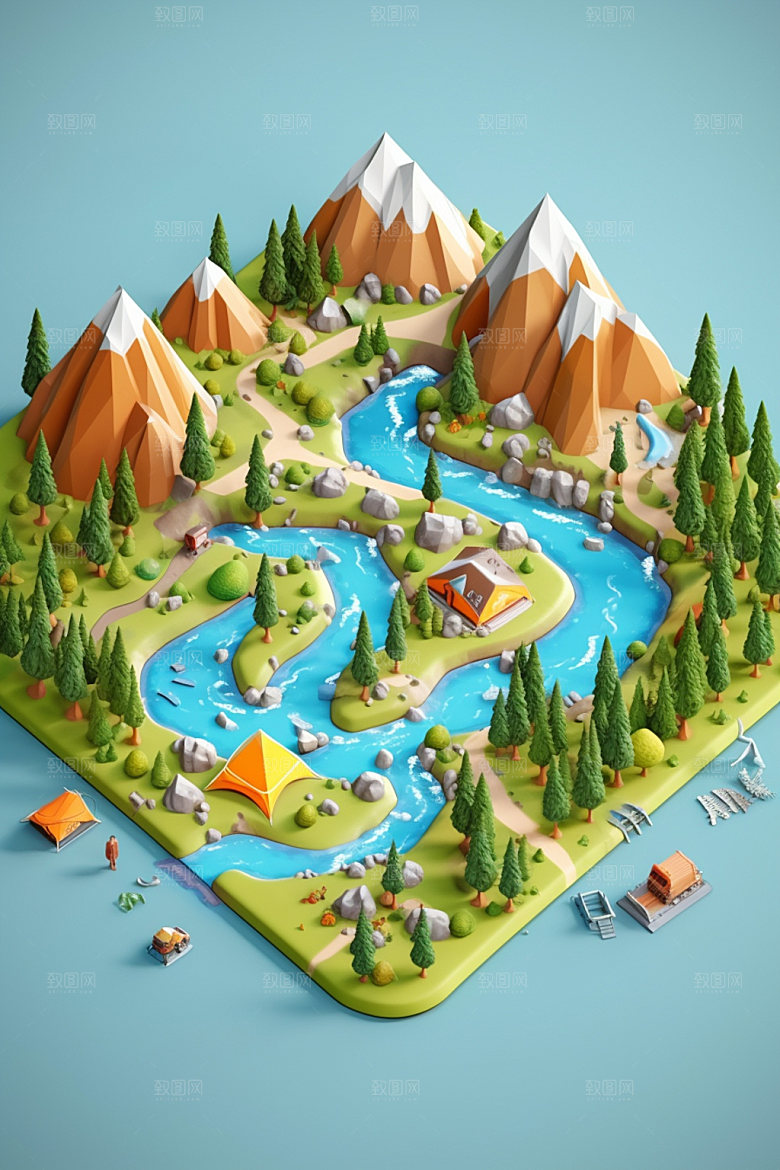 3D游戏地图渲染高清模型