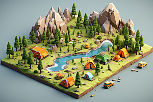 3D游戏地图自然野外模型