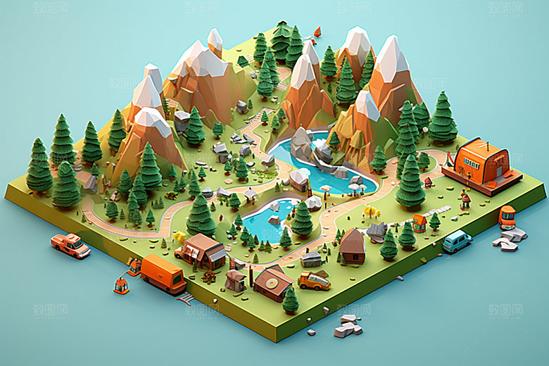 3D游戏地图立体高清模型