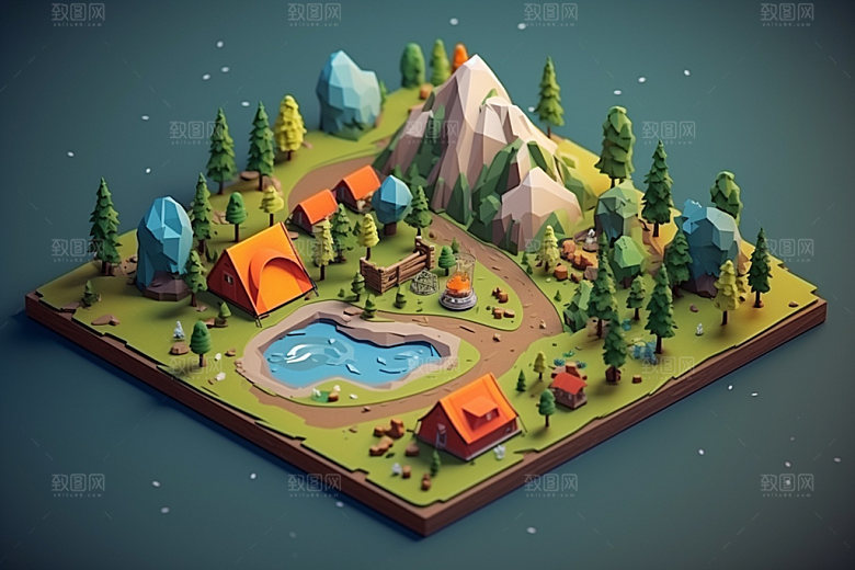 3D游戏地图渲染立体模型