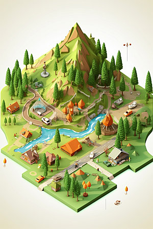 3D游戏地图自然户外模型