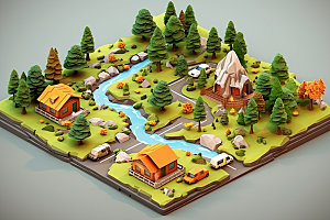 3D游戏地图渲染自然模型