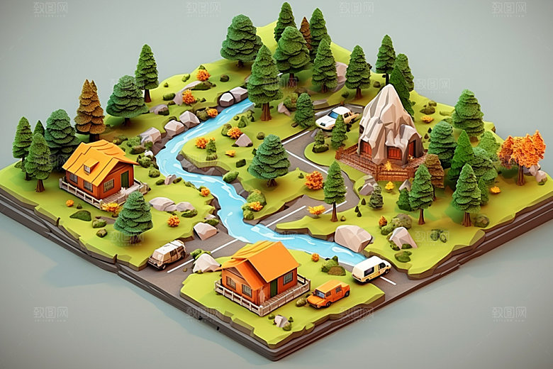 3D游戏地图渲染自然模型