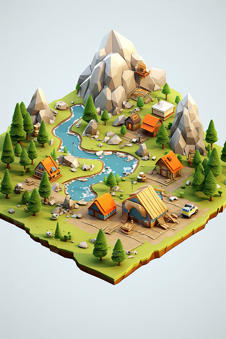 3D游戏地图渲染自然模型