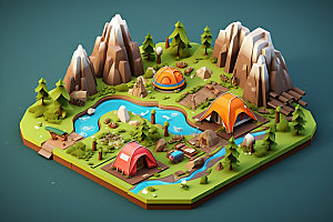 3D游戏地图地理野外模型