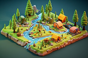 3D游戏地图立体渲染模型