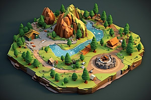 3D游戏地图野外渲染模型