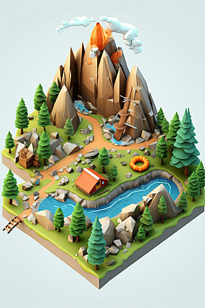 3D游戏地图自然渲染模型