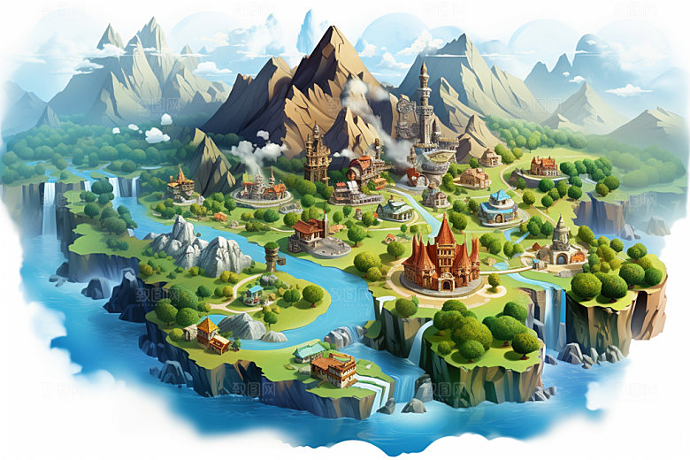 3D游戏地图立体地理模型