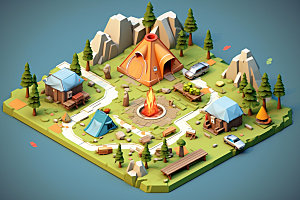 3D游戏地图地理自然模型