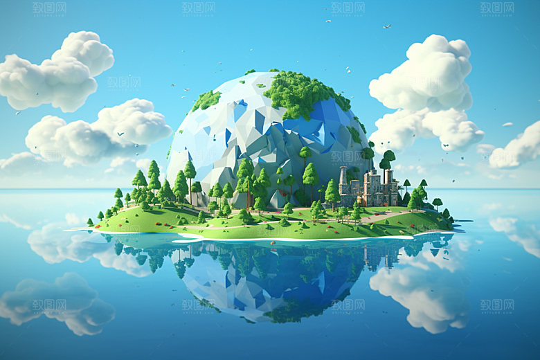 立体露营3D自然模型