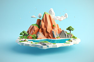立体露营荒岛3D模型