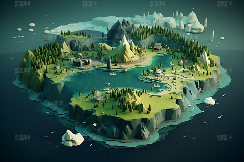 立体露营3D地理模型