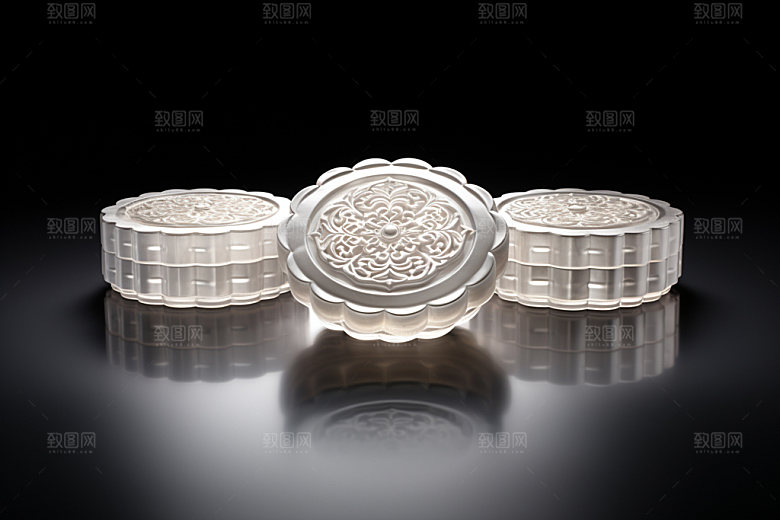 冰皮月饼透明立体效果图
