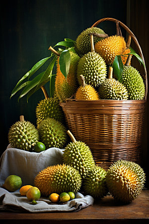 榴莲热带水果高清摄影图