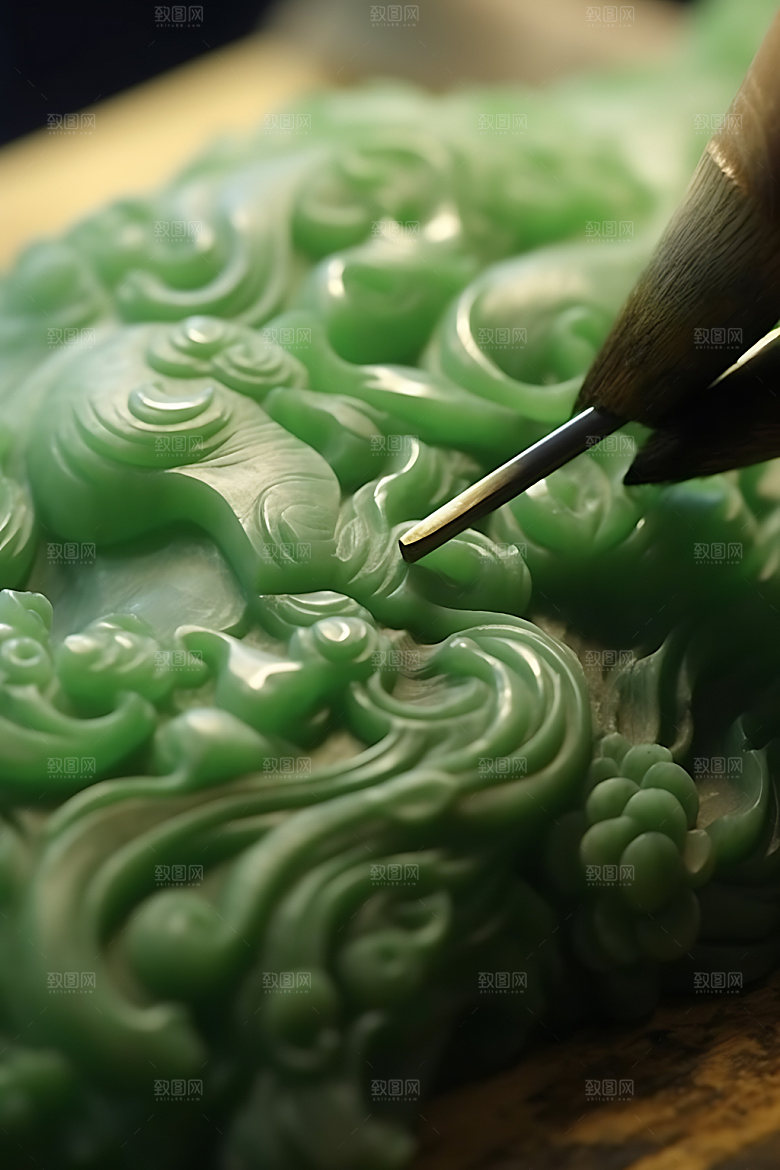 玉龙玉器雕刻摄影图