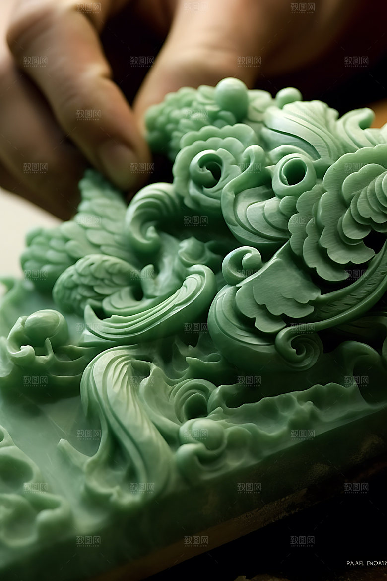 玉龙玉器玉雕摄影图