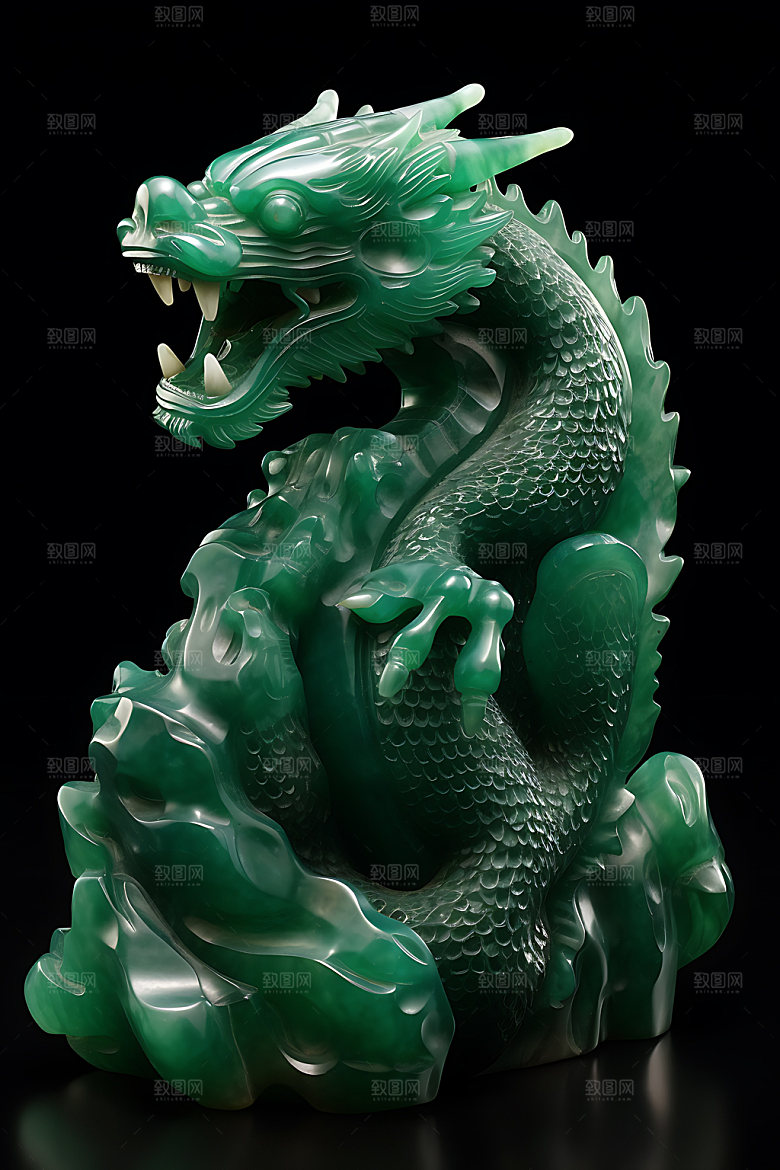 玉龙翡翠古董摄影图