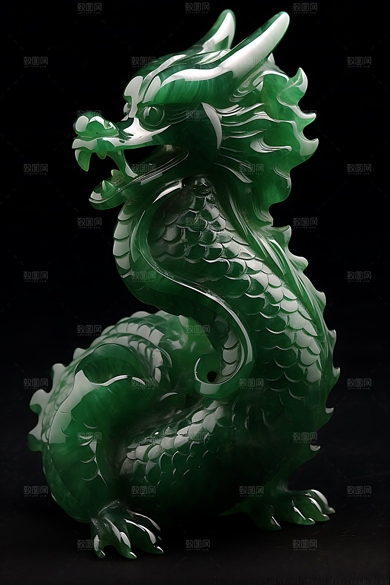 玉龙翡翠玉雕摄影图