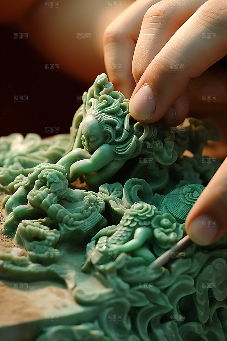 玉龙翡翠玉器摄影图