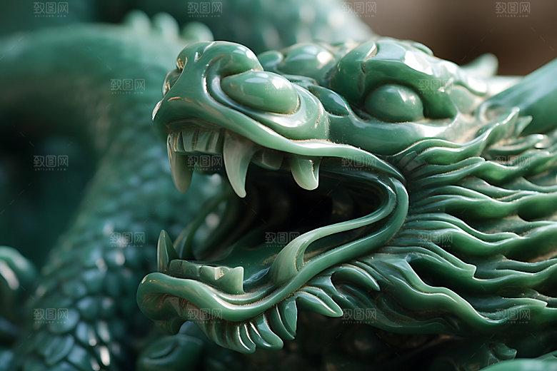 玉龙雕刻玉器摄影图
