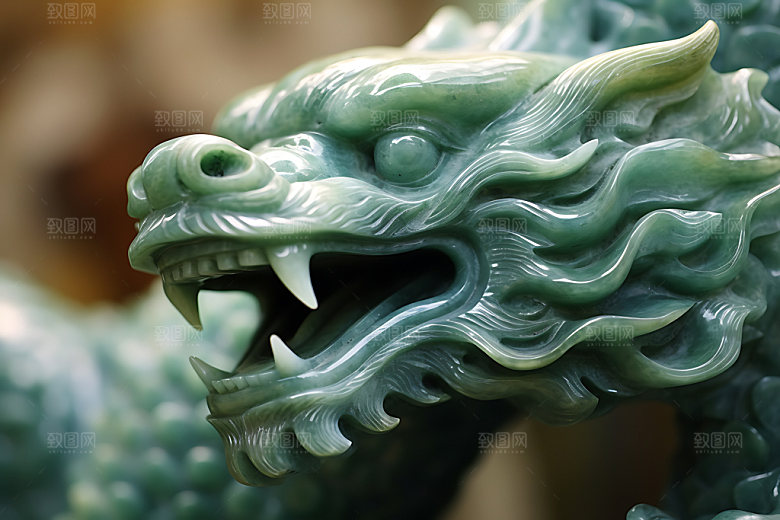 玉龙古董玉雕摄影图